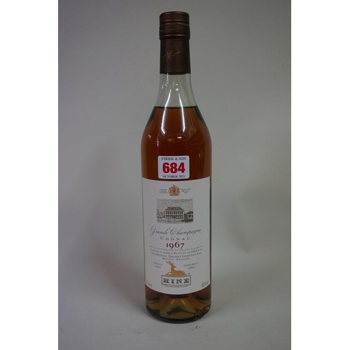 82 - A 70cl bottle of Hine 1967 vintage 'Grand Champagne' cognac, landed in 1969 and bottled in 1988 for ... 