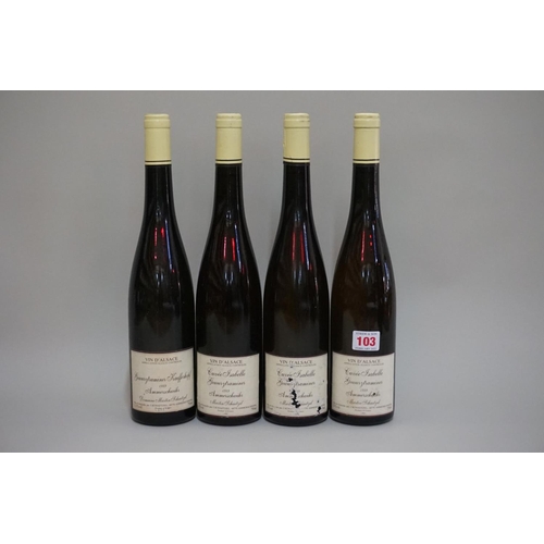 103 - Four 75cl bottles of Gewurztraminer Cuvee Isabelle, 1989, Jean Schaetzel. (4)