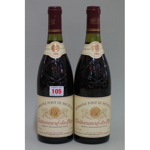 105 - Two 75cl bottles of Chateauneuf du Pape Font de Michelle, 1986, Gonnet. (2)