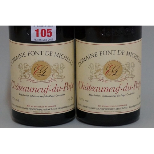 105 - Two 75cl bottles of Chateauneuf du Pape Font de Michelle, 1986, Gonnet. (2)