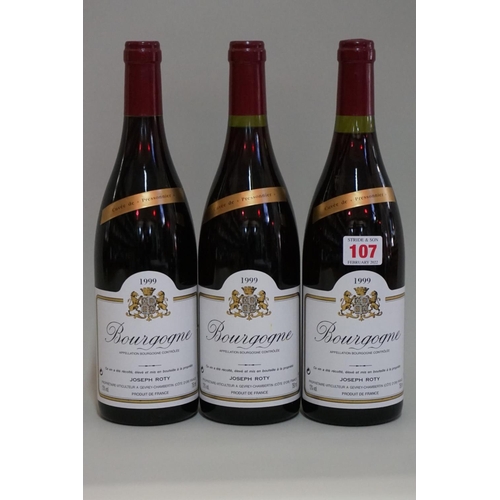 107 - Three 75cl bottles of Bourgogne Rouge Cuvee Pressonier, 1999, Joseph Roty. (3)