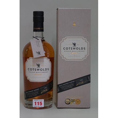 115 - A 70cl bottle of Cotswolds 2015 Odyssey Barley whisky, bottle no. 6200, in card box.... 