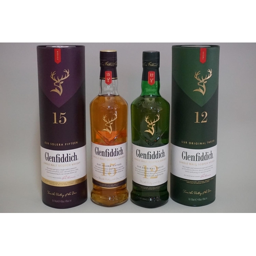 116 - Two 70cl bottles of Glenfiddich, comprising 12 year old and 15 year Solera, each in tube. (2)... 