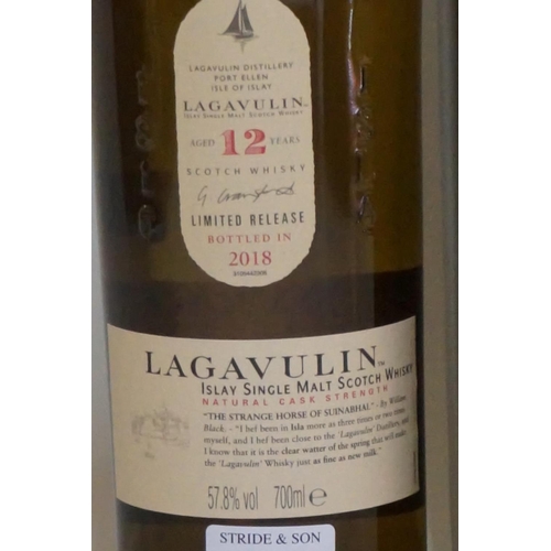 119 - A 70cl bottle of Lagavulin 12 year old whisky, 57.8% abv, limited release bottled in 2018, in card b... 