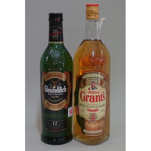 122 - A 70cl bottle of Glenfiddich 12 year old whisky; together with a 1 litre bottle of Grant's blended w... 