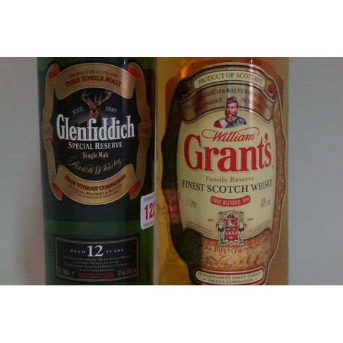 122 - A 70cl bottle of Glenfiddich 12 year old whisky; together with a 1 litre bottle of Grant's blended w... 