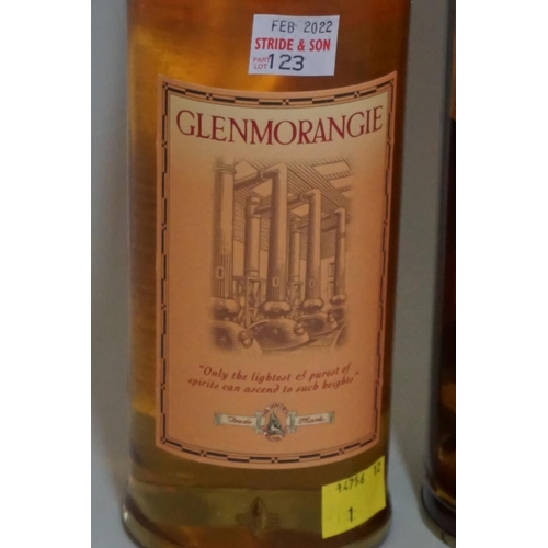 123 - A 70cl bottle of Glenmorangie 10 year old whisky, in metal tube.