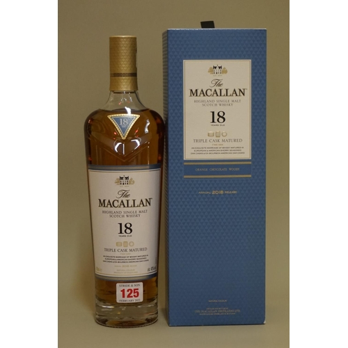 125 - A 70cl bottle of The Macallan 18 year old 'Triple Cask Matured' whisky, in card box.... 