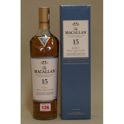 126 - A 70cl bottle of The Macallan 15 year old 'Triple Cask Matured' whisky, in card box.... 