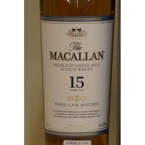 126 - A 70cl bottle of The Macallan 15 year old 'Triple Cask Matured' whisky, in card box.... 