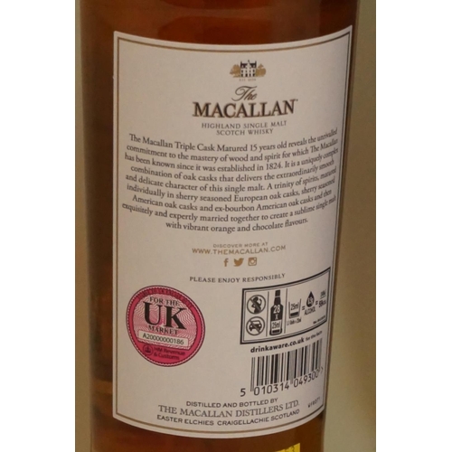 126 - A 70cl bottle of The Macallan 15 year old 'Triple Cask Matured' whisky, in card box.... 