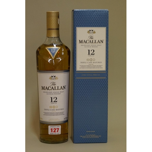 127 - A 70cl bottle of The Macallan 12 year old 'Triple Cask Matured' whisky, in card box.... 