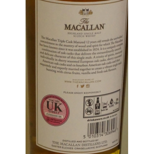 127 - A 70cl bottle of The Macallan 12 year old 'Triple Cask Matured' whisky, in card box.... 