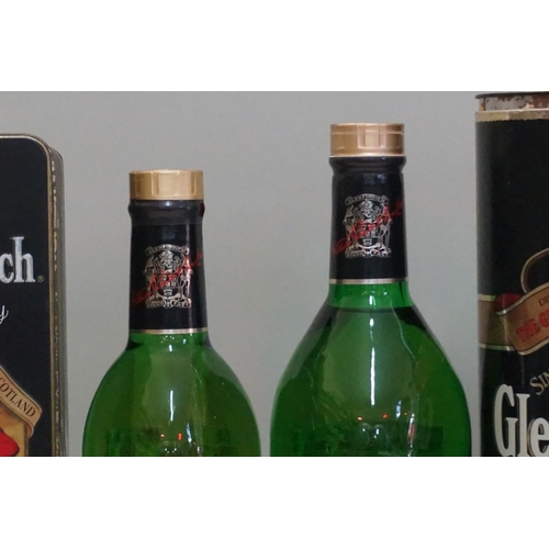 128 - Two bottles of Glenfiddich 'Pure Malt' whisky, comprising: a 70cl bottle, in 'Clan Sinclair' ti... 