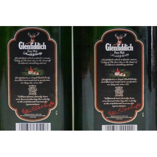 128 - Two bottles of Glenfiddich 'Pure Malt' whisky, comprising: a 70cl bottle, in 'Clan Sinclair' ti... 