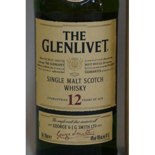 129 - A 70cl bottle of The Glenlivet 12 year old whisky, in card box.