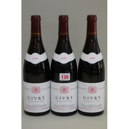 135 - Three 75cl bottles of Givry, 1999, Chofflet Valdenaire. (3)