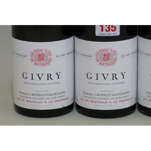 135 - Three 75cl bottles of Givry, 1999, Chofflet Valdenaire. (3)