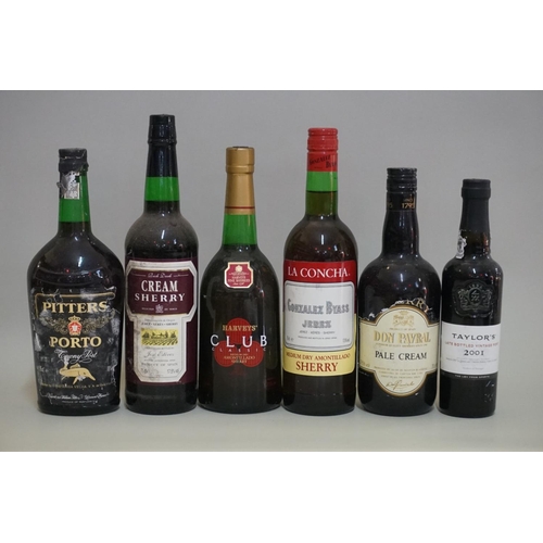 148 - A 37.5cl bottle of Taylor's 2001 LBV port; together with a 75cl bottle of Pitters Tawny port; a 75cl... 