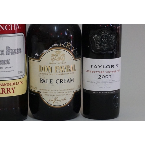 148 - A 37.5cl bottle of Taylor's 2001 LBV port; together with a 75cl bottle of Pitters Tawny port; a 75cl... 