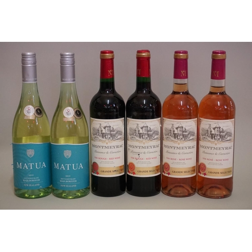 150 - Six 75cl bottles of wine, comprising: two Montmeyrac vin rouge; two Montmeyrac vin rose; and two Mat... 