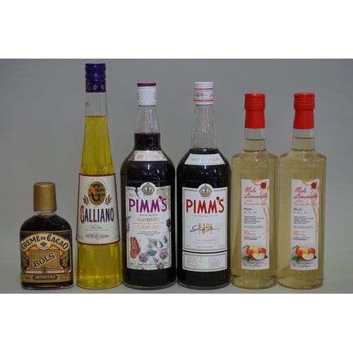 153 - A mixed group of spirits and liqueurs, comprising: two 70cl bottles of Mela Limoncella; a 50cl bottl... 