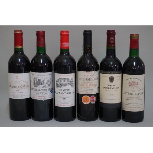 156 - Six 75cl bottles of red wine, to include: a Chateau La Tour De Mons, 1992, Margaux; and three other ... 