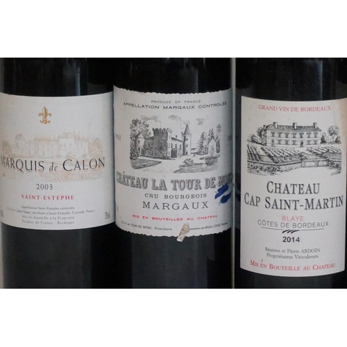 156 - Six 75cl bottles of red wine, to include: a Chateau La Tour De Mons, 1992, Margaux; and three other ... 