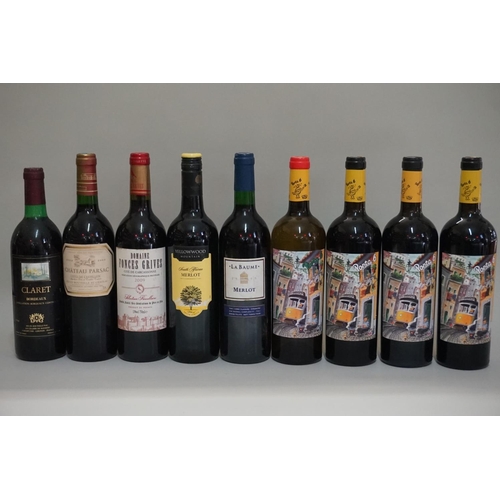 157 - Nine 75cl bottles of wine, to include Merlot and Bordeaux. (9)