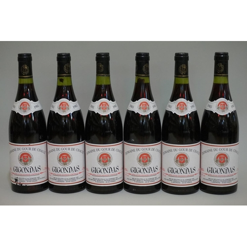 158 - Six 75cl bottles of Gigondas Domaine du Gour du Chaule, 1985, Bonfils. (6)