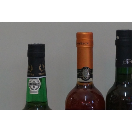 161 - A 1 litre bottle of Ferreira extra dry white port; together with a 50cl bottle of Amontillado Jerez ... 