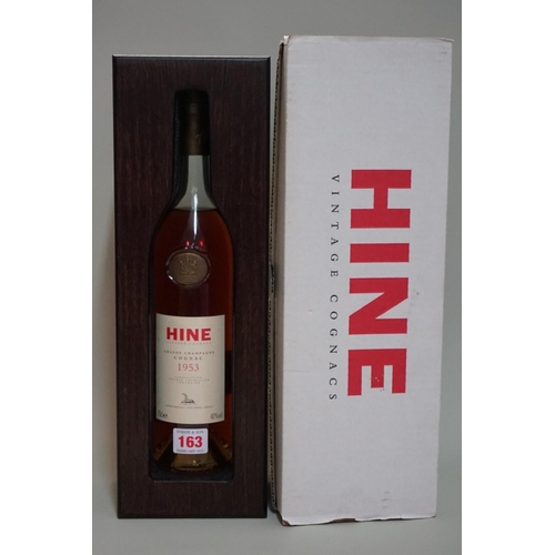 163 - A 70cl bottle of Hine 1953 vintage 'Grand Champagne' cognac, in presentation box.