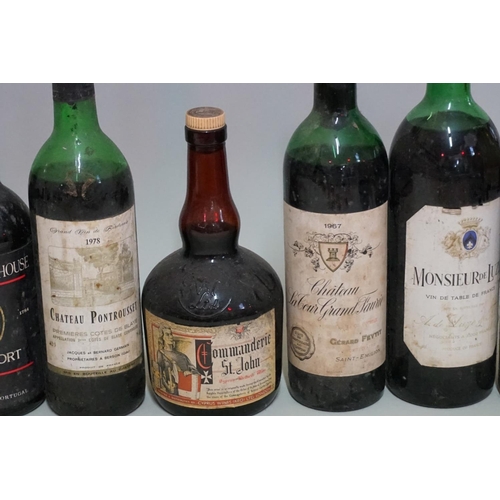 167 - A small collection of wine and port. (9)