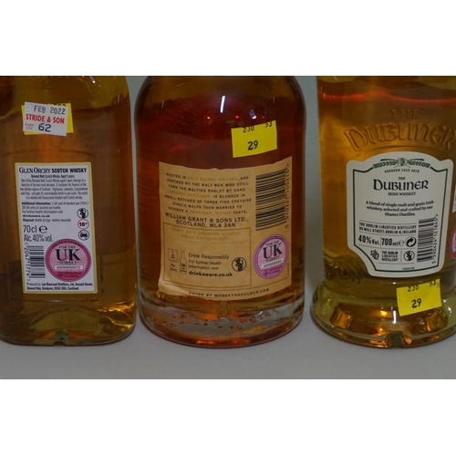 62 - Three 70cl bottles of blended whisky, comprising: Glen Orchy 5 year old; Monkey Shoulder 'Batch 27';... 