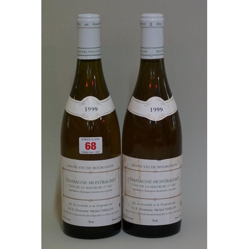 68 - Two 75cl bottles of Chassagne Montrachet 1er Cru Clos de la Maltroie, 1999, Michel Coutoux. (2)... 