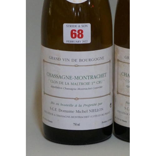 68 - Two 75cl bottles of Chassagne Montrachet 1er Cru Clos de la Maltroie, 1999, Michel Coutoux. (2)... 