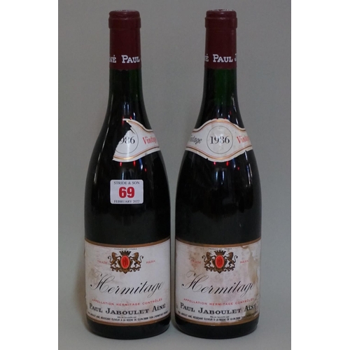 69 - Two 75cl bottles of Hermitage, 1986, Paul Jaboulet Aine. (2)