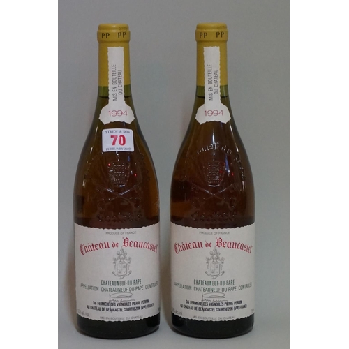 70 - Two 75cl bottles of Chateauneuf du Pape Blanc, 1994, Chateau Beaucastel. (2)... 