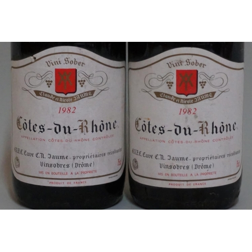 77 - Two 75cl bottles of Cotes du Rhone, 1982, Claude et Nicole Jaume. (2)