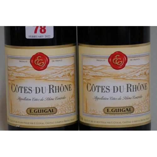 78 - Two 75cl bottles of Cotes du Rhone, 1998, Etienne Guigal. (2)