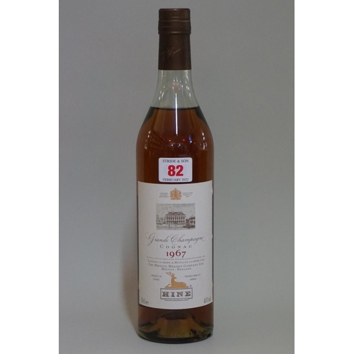 82 - A 70cl bottle of Hine 1967 vintage 'Grand Champagne' cognac, landed in 1969 and bottled in 1988 for ... 