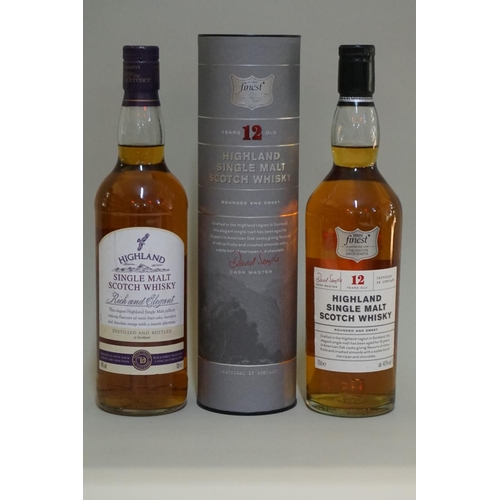 93 - Two 70cl bottles of single malt whisky, comprising: a Tesco Finest 12 year old, in tube; and a Sains... 