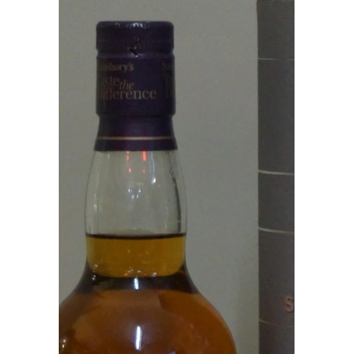 93 - Two 70cl bottles of single malt whisky, comprising: a Tesco Finest 12 year old, in tube; and a Sains... 