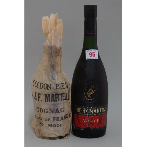 95 - A 70cl bottle of Remy Martin VSOP fine champagne cognac; together with a half bottle of Martell 'Cor... 