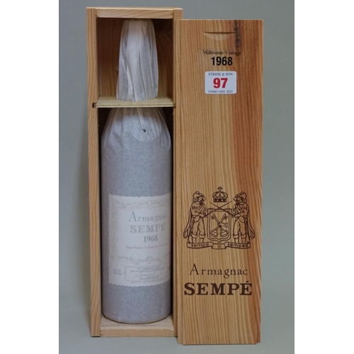 97 - A bottle of Sempe Armagnac, 1968, in original wooden box.