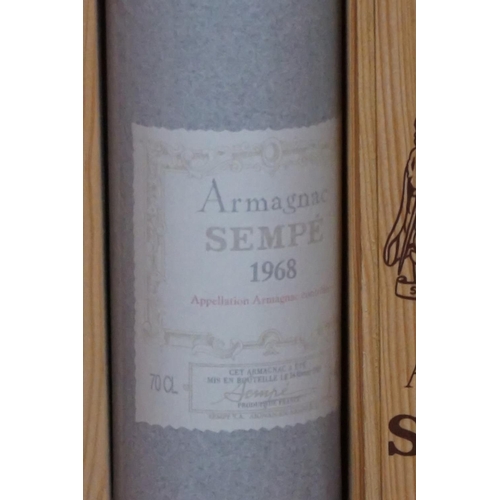 97 - A bottle of Sempe Armagnac, 1968, in original wooden box.