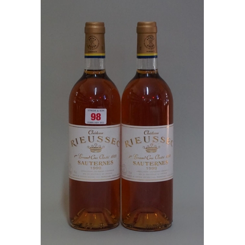 98 - Two 75cl bottles of Chateau Rieussec, 1999, 1st Sauternes. (2)