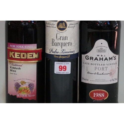 99 - A 75cl bottle of Graham's LBV port; together with a 50cl bottle of Gran Barquero Pedro Jiminez; and ... 