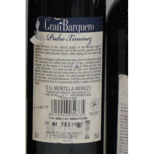 99 - A 75cl bottle of Graham's LBV port; together with a 50cl bottle of Gran Barquero Pedro Jiminez; and ... 