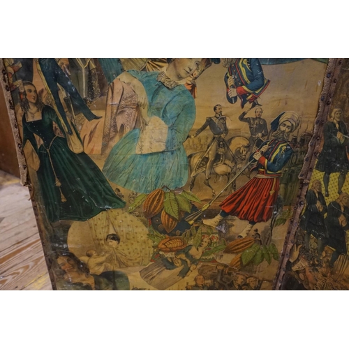 1060 - A Victorian two fold decoupage screen, double sided, 153cm x 92cm.